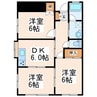 リトモ松橋 3DKの間取り