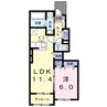 グローリー竹崎　Ⅲ 1LDKの間取り