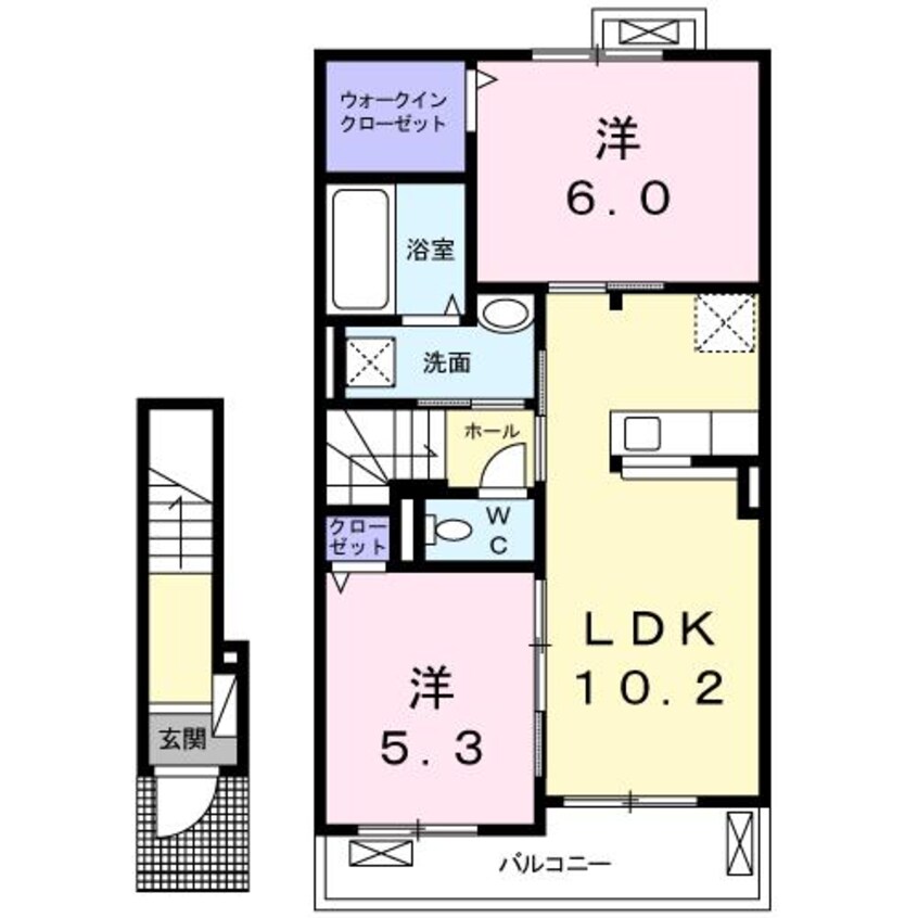 間取図 鹿児島本線/宇土駅 徒歩41分 2階 築3年