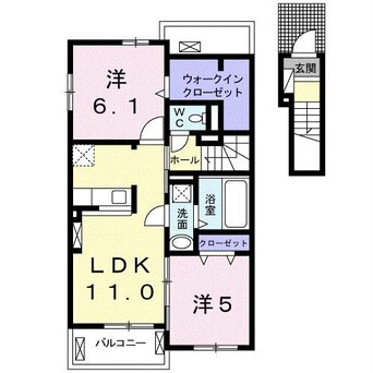 間取図 鹿児島本線/松橋駅 徒歩16分 2階 築3年