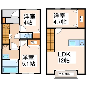 間取図 鹿児島本線/富合駅 徒歩4分 1-2階 1年未満