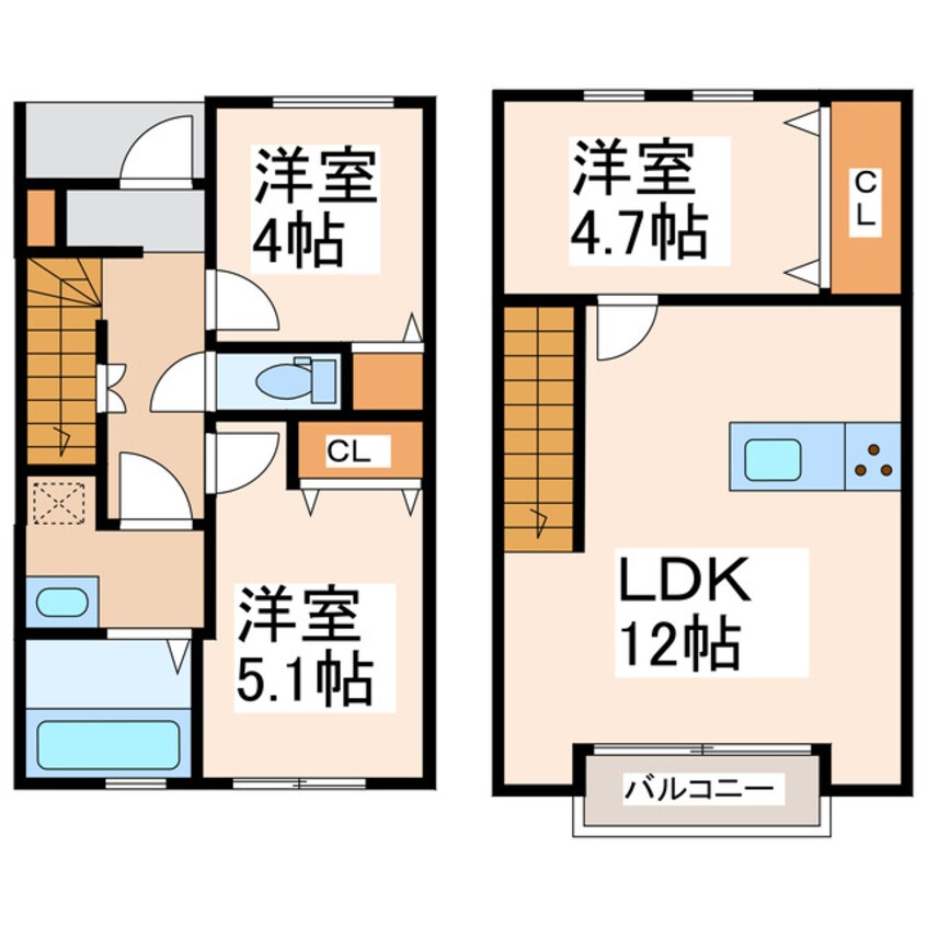 間取図 鹿児島本線/富合駅 徒歩4分 1-2階 1年未満