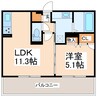 オッツ松橋 1LDKの間取り