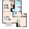 西熊本駅前ガーデンⅡ 1LDKの間取り
