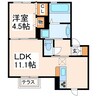 西熊本駅前ガーデンⅡ 1LDKの間取り