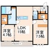 DEUXリジエール 2LDKの間取り