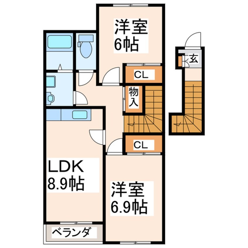 間取図 熊本バス(下益城郡)/城南役場前 徒歩20分 2階 築15年