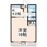 サンライフ高野 1Kの間取り