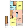 コリーヌ　リジエール 2LDKの間取り