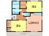 アムール中手 2LDKの間取り