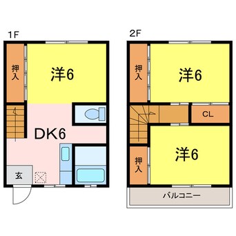 間取図 名鉄三河線/北新川駅 徒歩15分 1-2階 築47年