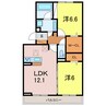 シャンテ　フルール 2LDKの間取り