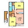 鶴見スクエアⅢ 2LDKの間取り
