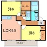リバーサイドハイツ 2LDKの間取り