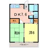 シャトレＢ 2DKの間取り