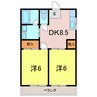 レークハヤⅡ 2DKの間取り