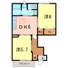ヴィラ霞 2DKの間取り