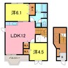 プラザ・ヴェルデＢ 2LDKの間取り