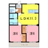エバールミナス志乃 2LDKの間取り