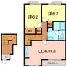 メゾンミレニアム 2LDKの間取り