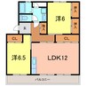 サンワード大友 2LDKの間取り