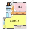 アンプルール　リーブル　パピオンA 1LDKの間取り
