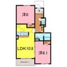 カーサ　ヴィオラ 2LDKの間取り