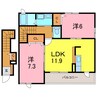 向日葵之絢 Green 2LDKの間取り