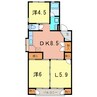 みどりマンション 2LDKの間取り