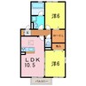 ラ・ルーチェ坂口 2LDKの間取り