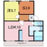 コーポ的場 1LDK+Sの間取り