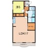 知立サウスウエスト 1LDKの間取り