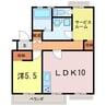ユーミクラA棟 1LDK+Sの間取り