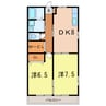 レトア亀山A 2DKの間取り