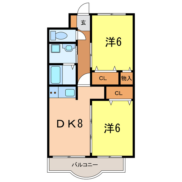 サルビア 2DKの間取り