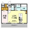 D-スクエア牛田 1LDKの間取り