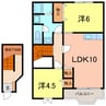 リブトーラス２番館 2LDKの間取り