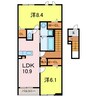 フィオーレカスミⅡ 2LDKの間取り