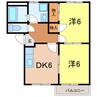 パークヒルサカイB 2DKの間取り