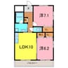 リベルテ杉浦 2LDKの間取り