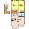 フローラガーデンB 2LDKの間取り