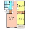 緑風マンション 2LDKの間取り