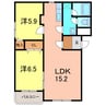 緑風マンション 2LDKの間取り