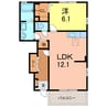 アクサ踏分 1LDKの間取り