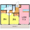 名鉄西尾線/堀内公園駅 徒歩42分 3階 築20年 2LDKの間取り
