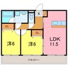 名鉄西尾線/堀内公園駅 徒歩42分 2階 築20年 2LDKの間取り