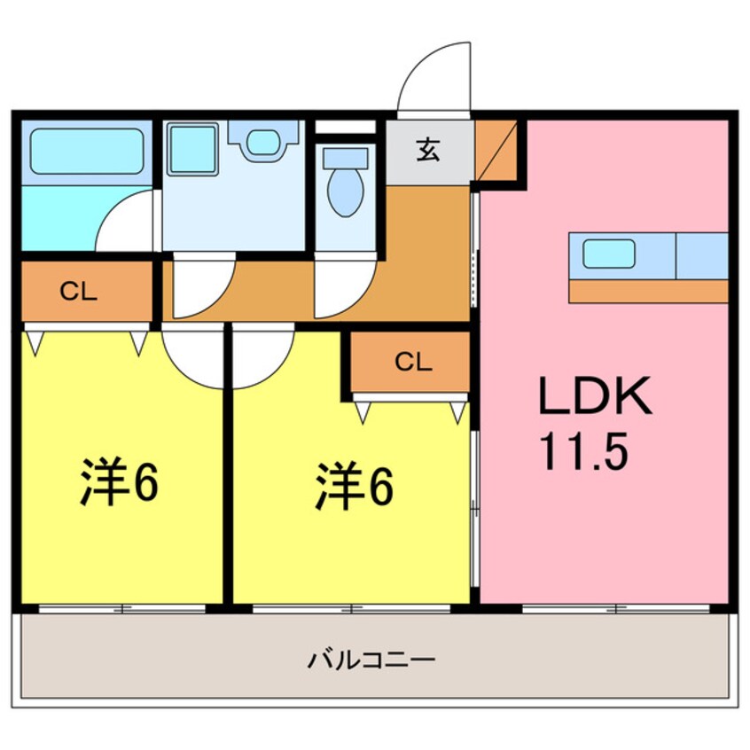 間取図 名鉄西尾線/堀内公園駅 徒歩42分 3階 築20年