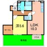 ヒル・高平 1LDKの間取り