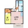 ジーメゾン知立ハリアス 1LDKの間取り