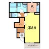 プリンス大友 1Kの間取り